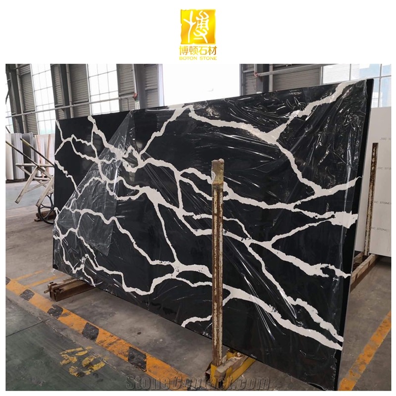 Artificial Stone Black Calacatta Quartz Engineered Stone