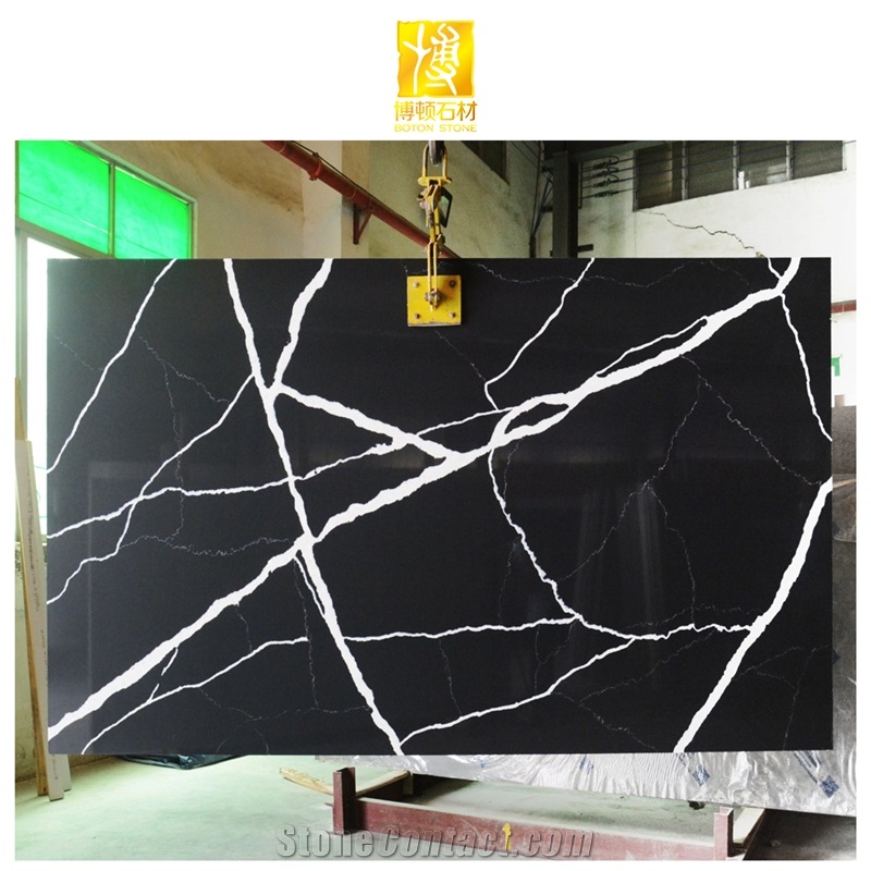 Artificial Stone Black Calacatta Quartz Engineered Stone