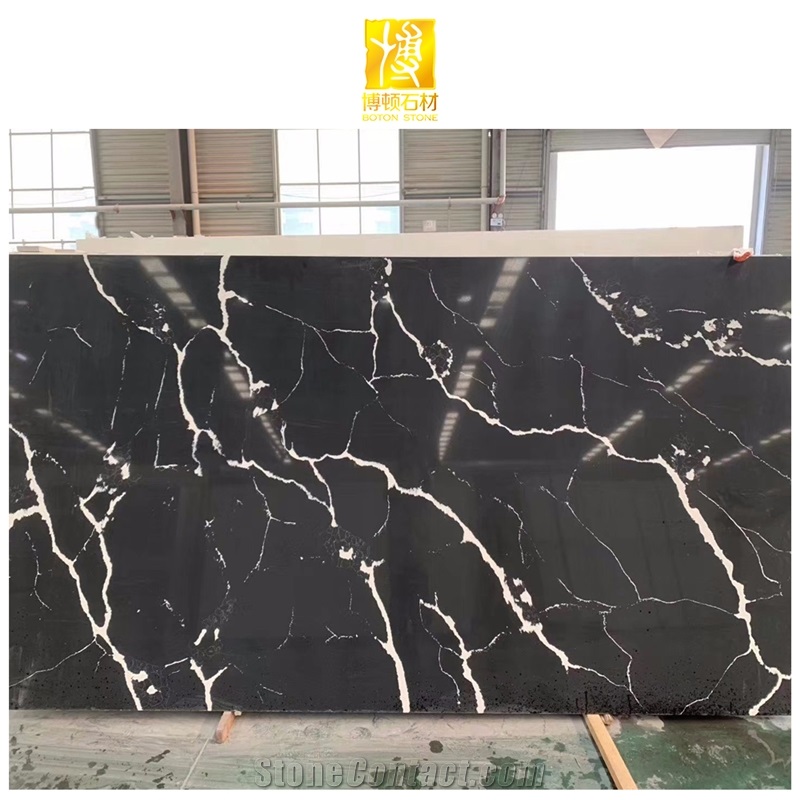 Artificial Stone Black Calacatta Quartz Engineered Stone