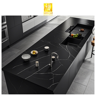 Artificial Stone Black Quartz Kitchen Countertops