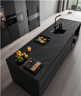 Artificial Stone Black Quartz Kitchen Countertops