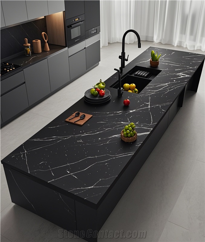 Artificial Stone Black Quartz Kitchen Countertops