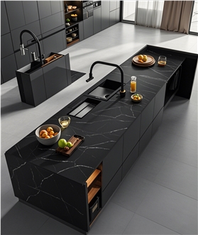 Artificial Stone Black Quartz Kitchen Countertops
