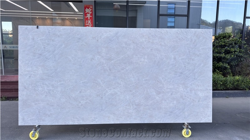 China Satin White 3Dprinting Quartz Slabs