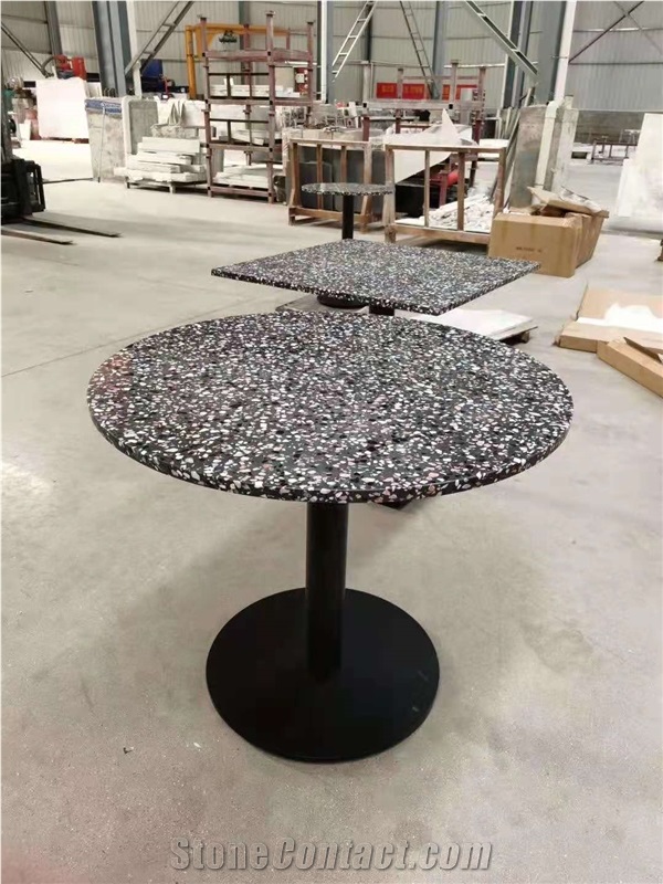 Grey Artificial Terrazzo Solid Surface Table Tops
