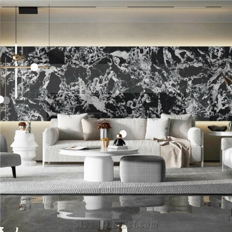 Luxury Black CNC Wall Building Ornaments Artificial Stone