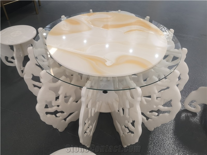 OEM Artificial Onyx Crystallized Stone Side Table
