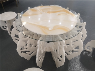 OEM Artificial Onyx Crystallized Stone Side Table