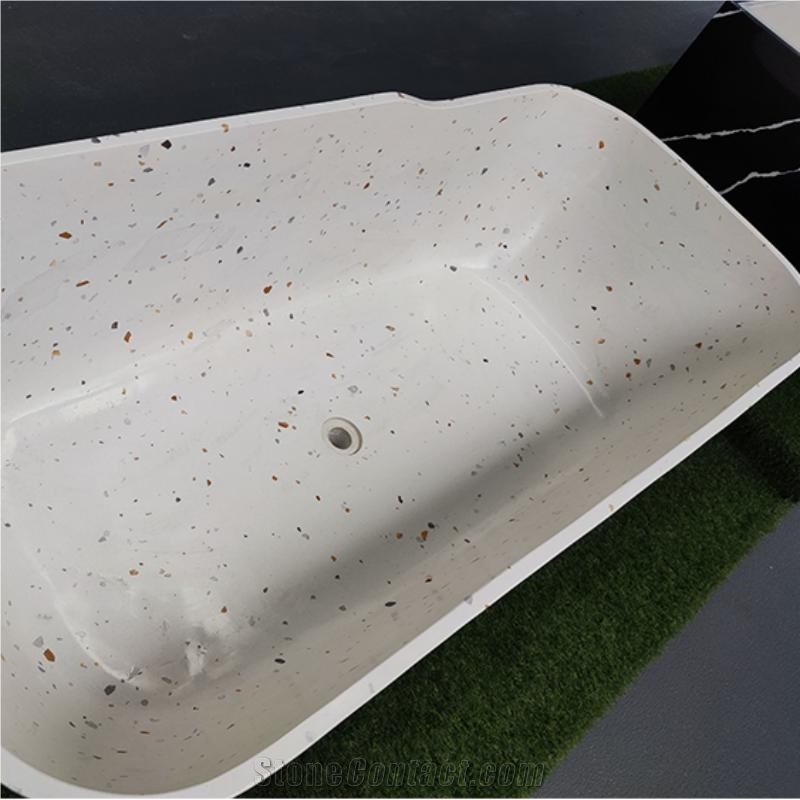 White Terrazzo Freestanding Bathtub