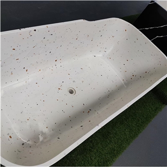 White Terrazzo Freestanding Bathtub