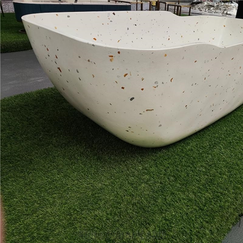 White Terrazzo Freestanding Bathtub
