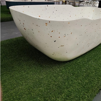 White Terrazzo Freestanding Bathtub