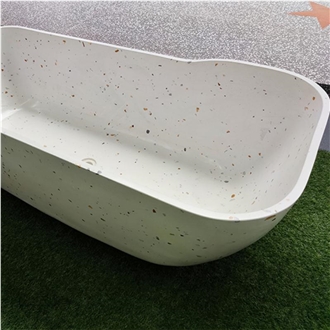White Terrazzo Freestanding Bathtub