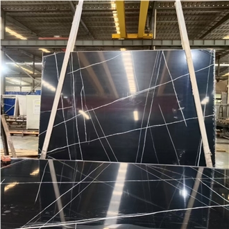 Black Marquina Artificial Marble  Engineered Stone Slabs