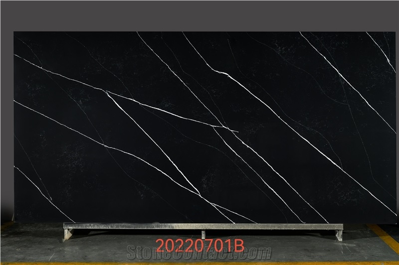 Black Quartz Slabs Nero Marquina