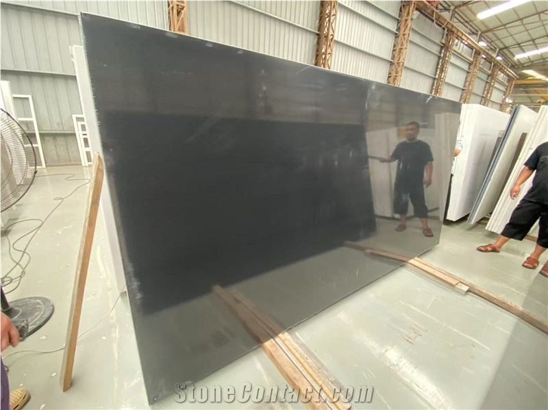 Black Quartz Slabs Sparkling Stellar Night
