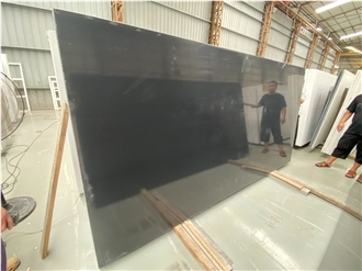 Black Quartz Slabs Sparkling Stellar Night