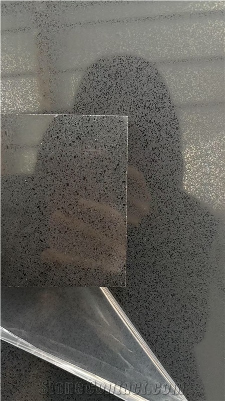 Black Quartz Slabs Sparkling Stellar Night