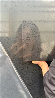 Black Quartz Slabs Sparkling Stellar Night