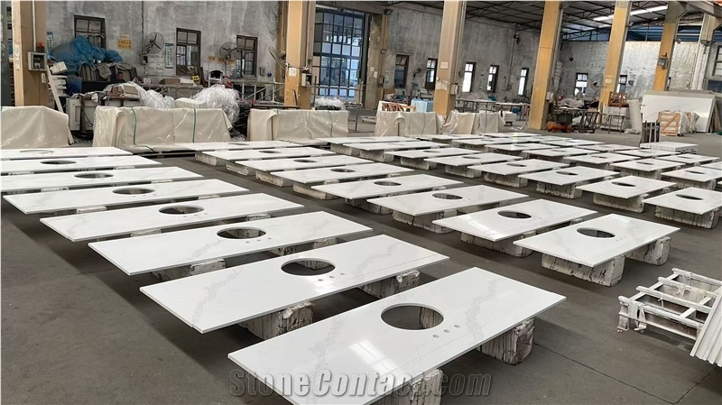 Calacatta Quartz Bathroom  Prefab Vanity Tops
