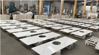 Calacatta Quartz Bathroom  Prefab Vanity Tops