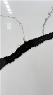 Calacatta White Black Veins Quartz Slabs Artificial Stone