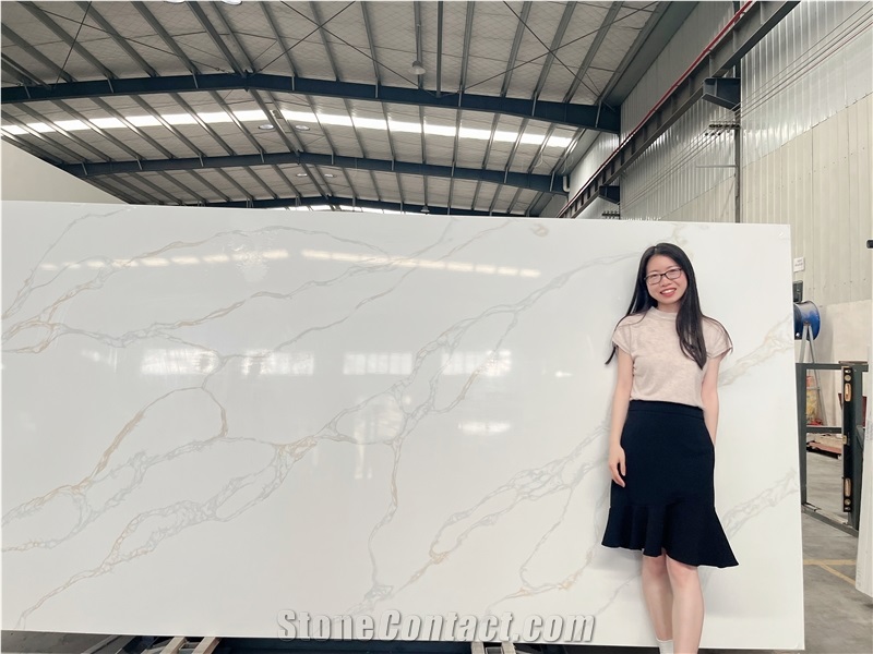 Gold Feather Calacatta Quartz Slabs