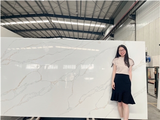 Gold Feather Calacatta Quartz Slabs