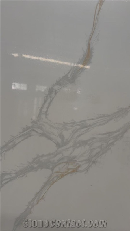 Gold Feather Calacatta Quartz Slabs