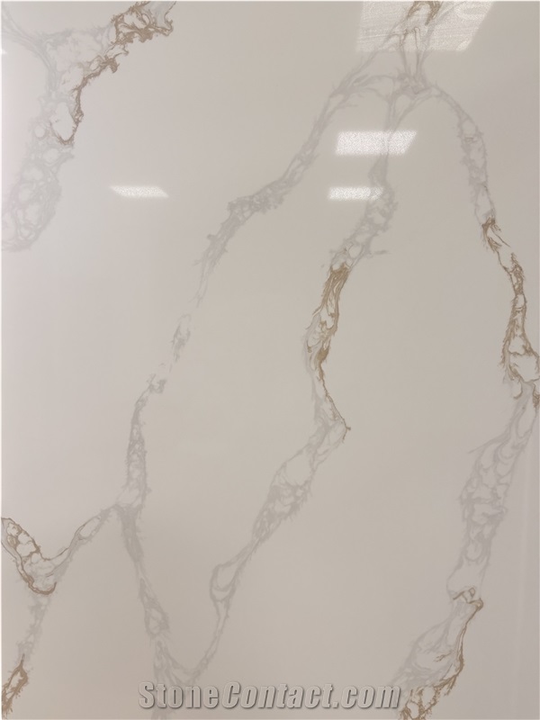 Gold Feather Calacatta Quartz Slabs