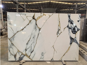 White Artificial Marble Engineered Stone Slabs