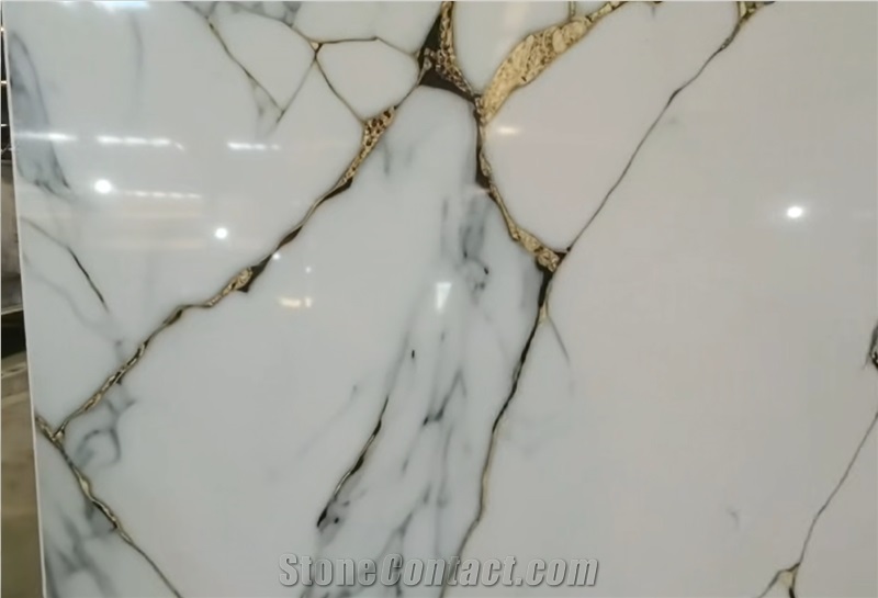 White Artificial Marble Engineered Stone Slabs