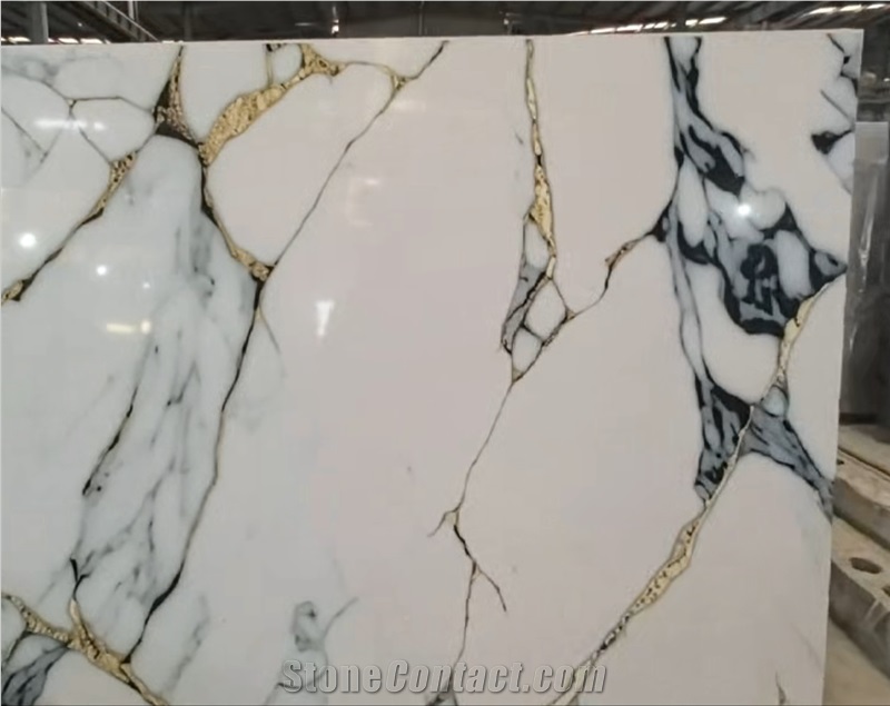 White Artificial Marble Engineered Stone Slabs