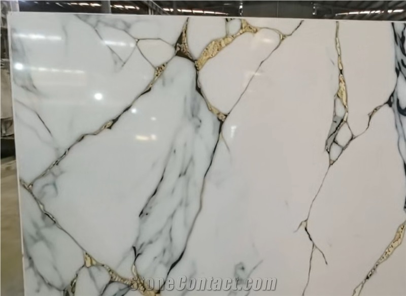 White Artificial Marble Engineered Stone Slabs