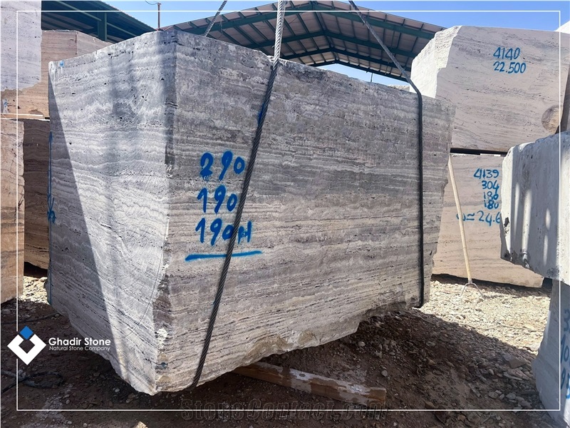 Iran Silver Travertine Blocks