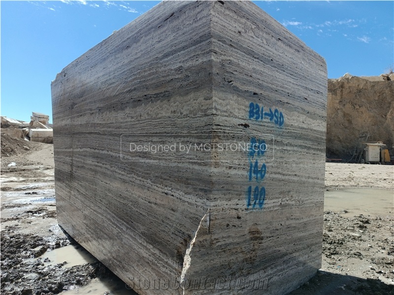 Marjan Silver Travertine Blocks