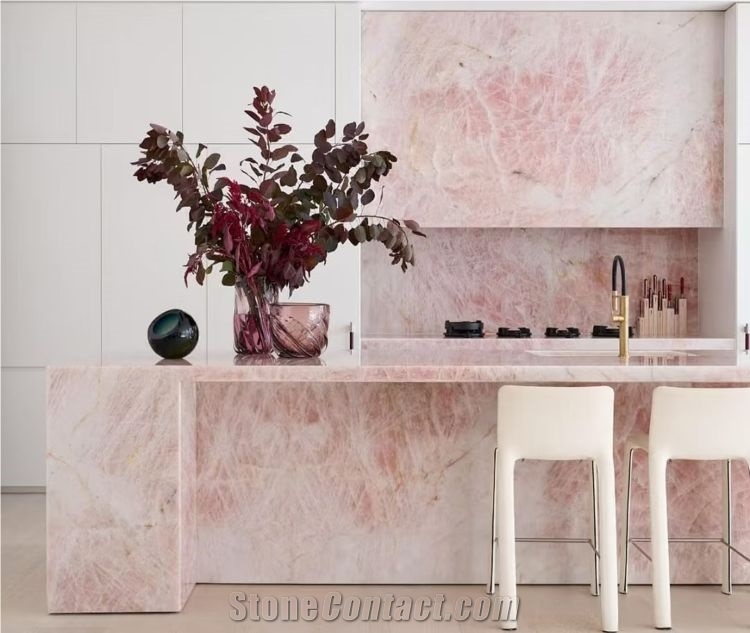 Cristallo Scarlet Pink Crystal Quartzite Stone Slab Tiles