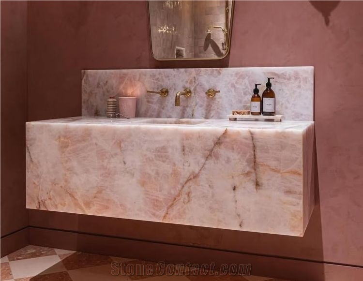 Cristallo Scarlet Pink Crystal Quartzite Stone Slab Tiles