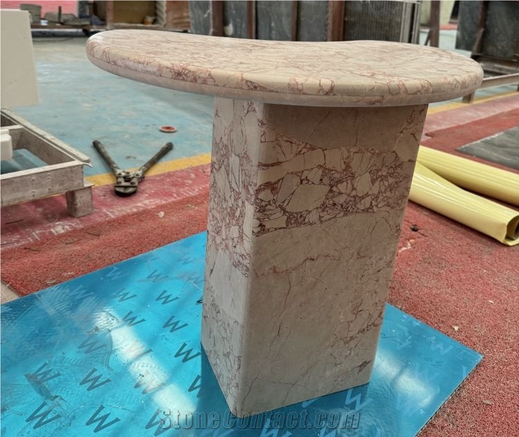 Roaslia Pink Marble Side Table Stone Living Room Design