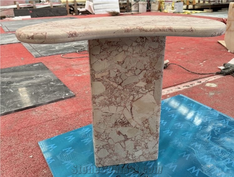 Roaslia Pink Marble Side Table Stone Living Room Design