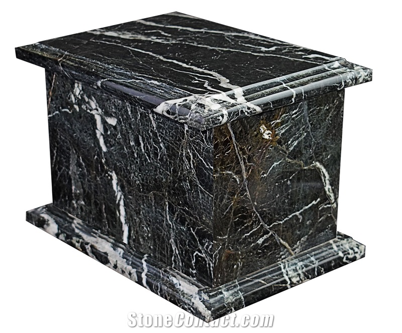 Black Zebra Marble Cremation Urns