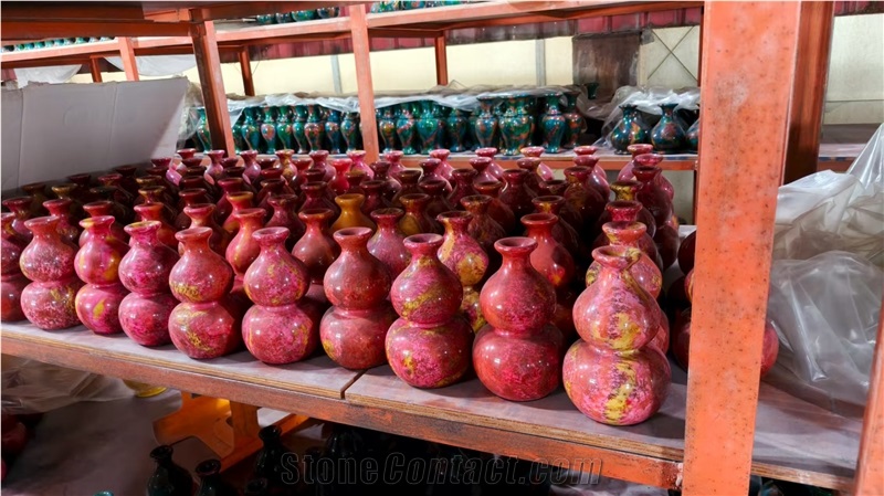Taiwan Picasso Green Jade - Seven Color Jade Interior Vase Brush Pot