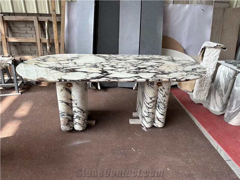 2025 New Design Italy Calacatta Viola Oval Dining Table