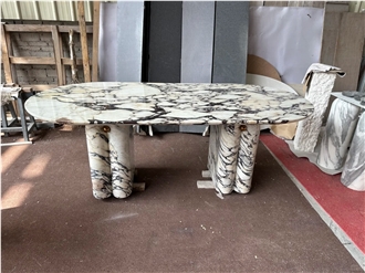 2025 New Design Italy Calacatta Viola Oval Dining Table