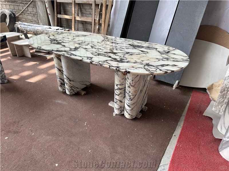 2025 New Design Italy Calacatta Viola Oval Dining Table