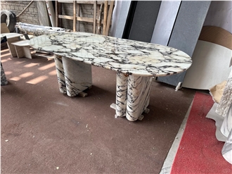 2025 New Design Italy Calacatta Viola Oval Dining Table