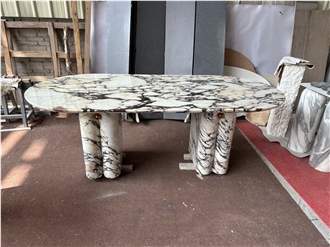 2025 New Design Italy Calacatta Viola Oval Dining Table