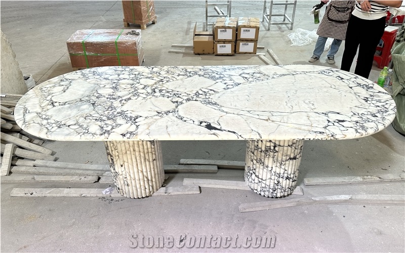 2025 New Design Italy Calacatta Viola Oval Dining Table