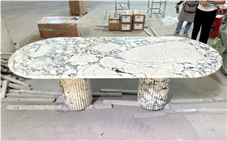 2025 New Design Italy Calacatta Viola Oval Dining Table