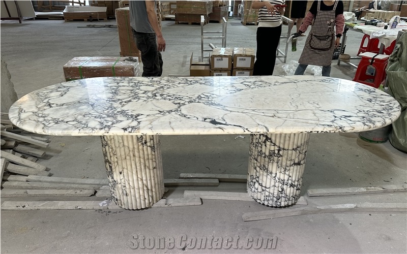 2025 New Design Italy Calacatta Viola Oval Dining Table